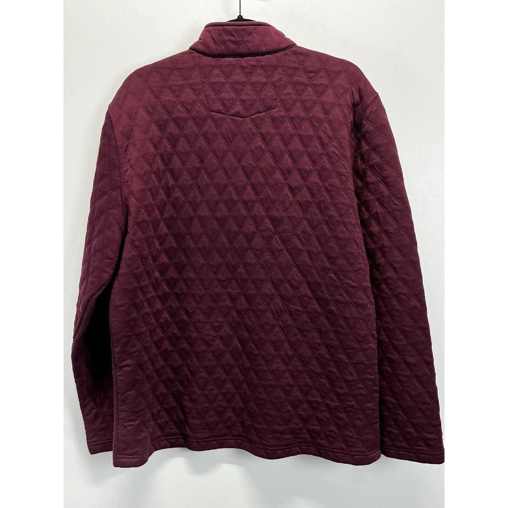 Robert Graham Caro Quilted Pullover Henley Shirt X-Large Burgundy 1/4 Snap